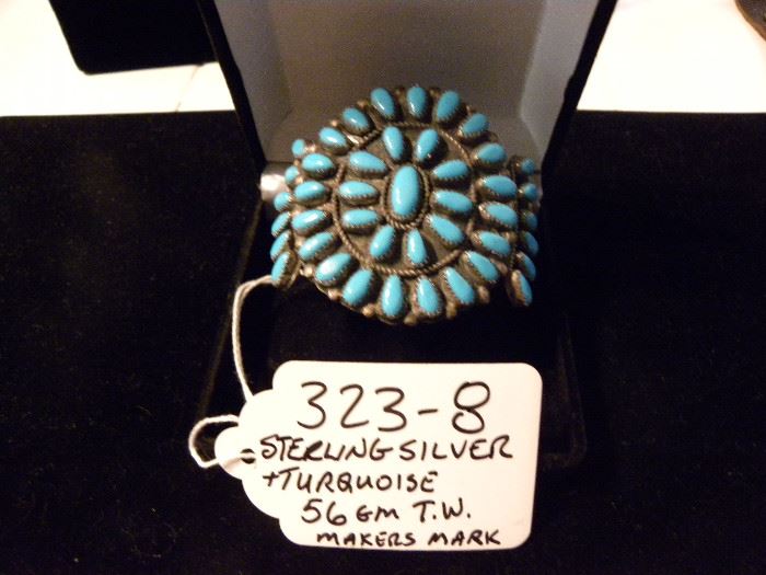 Sterling Silver Turquoise Bracelet w/ Marker Mark