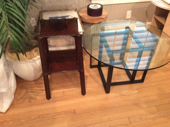 Hickory Chair Accent Table , Glass & Metal Coffee Table by: Crate and Barrel