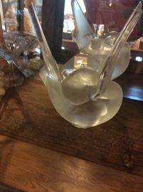 Lalique Bird frog Vase