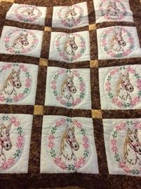 HAND MADE, HORSE HEAD BABY QUILT