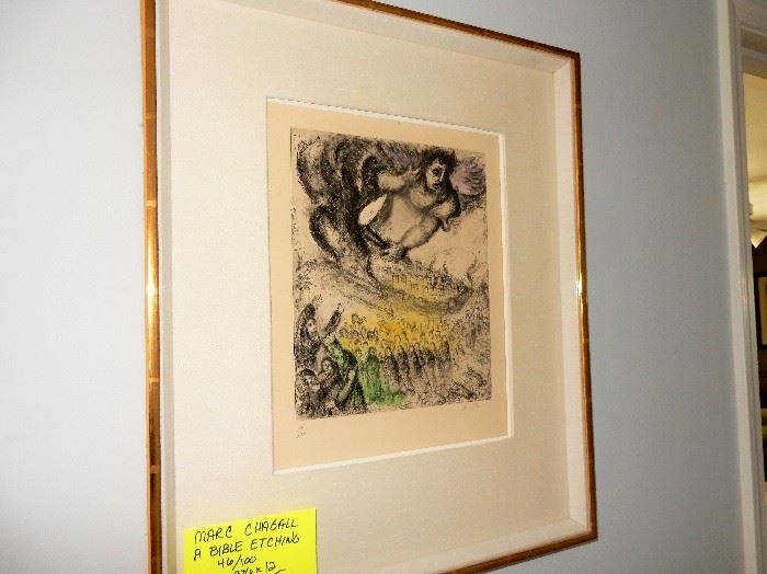 Chagall: Prise de Jerusalem (The Capture of Jerusalem), Known date 1956,
References Cramer 30, Verve N.101. Etching with watercolor tinting. 
Edition 46/100. To purchase please contact Jeanette at 224.578.1846   BUY IT NOW $6,000.00