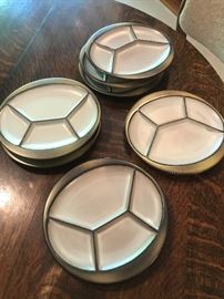 Mid Century Modern Buckeburg Stoneware Divided Plates made in Germany.  