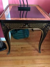 Black lacquer side table