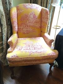 Toile Wing Back Chair