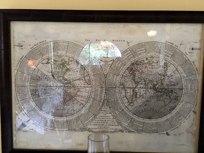 Antique Map of the World with the Deliniation of the Solar System (Benjamin Martin)