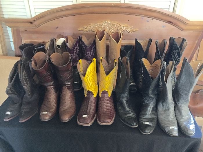 Extensive Collection of Men's Cowboy Exotic Skin Boots - Size 10 - 10.5