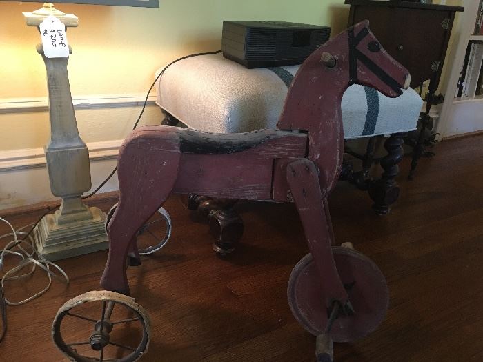 Antique Wood Horse Tricycle