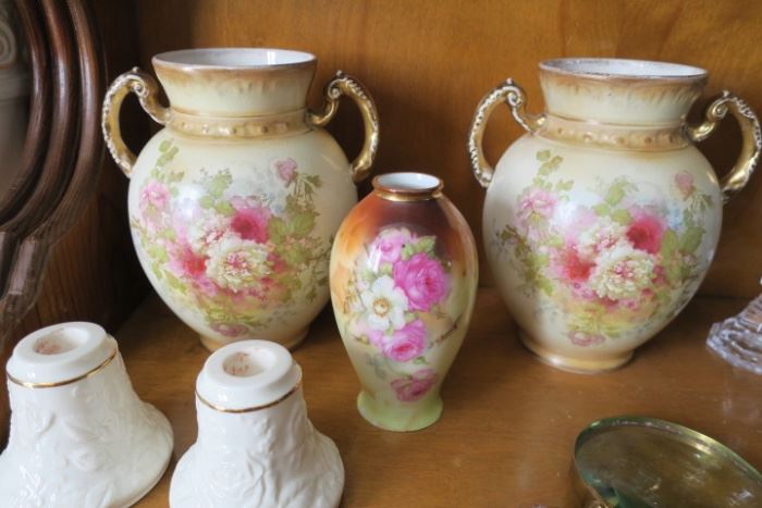 Pair S.F & Co. Crown Devon Vases.  Royal Hanover Vase
