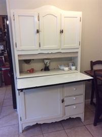 Antique Hoosier Cabinet with Flour Sifter and Enamel Counter