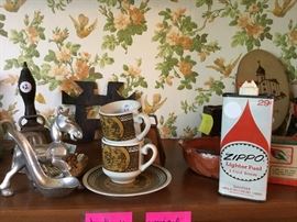 29 cent zippo fluid, Greek items, pipe holder etc