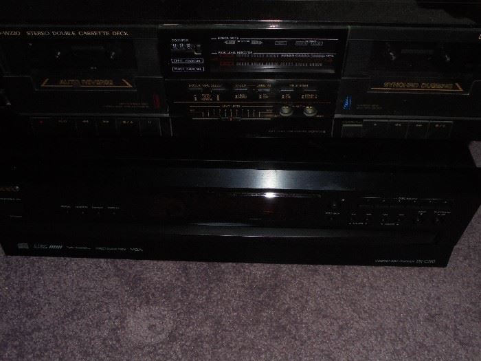  JVC cassette recorder/player & on bottom ONKYO 6 disc CD changer