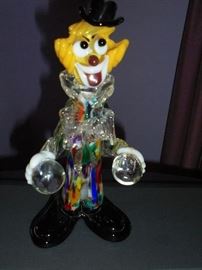 Vintage swirl art blown glass clowns 8 1/2"  Murano