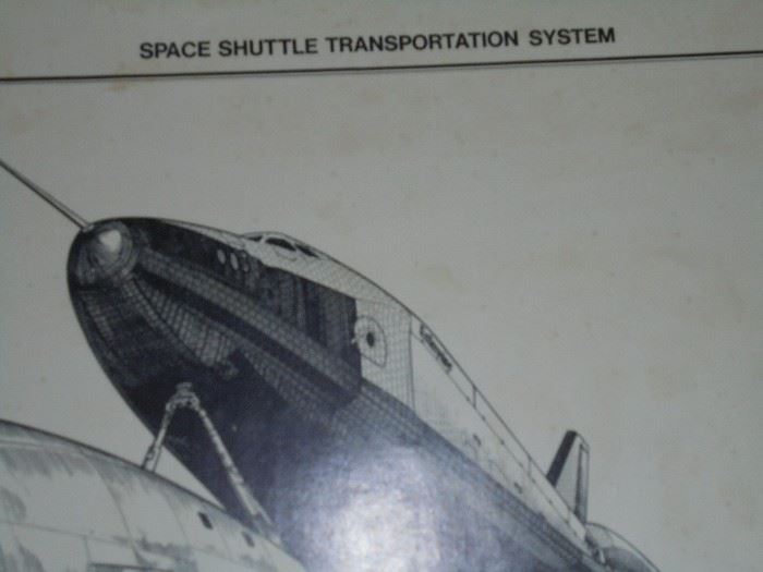 Space Shuttle transportation system drawing by Jean Luc Beghin  1977  Edwards AFB