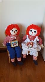 $45   Raggedy Ann and Andy with chairs