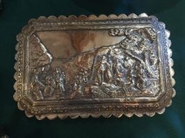 Antique Silver box with relief scene 