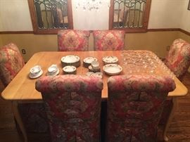 Dining Table and Chairs. China, Fostoria Crystal 