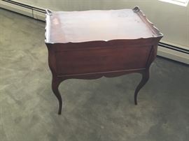 Back side of antique end table