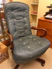 Dusty blue leather desk chair