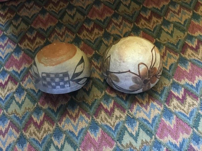 Bottom of small Navajo bowls: Height 2-1/2in, (left bowl), Height 2in (right bowl)