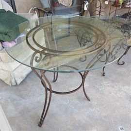 Iron & glass dining/patio table