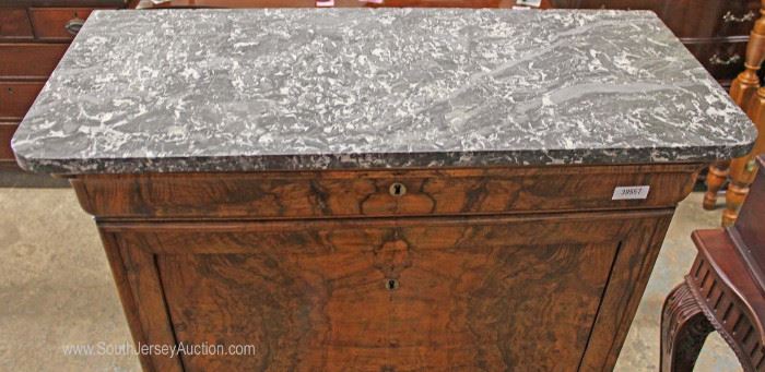 ANTQUE Burl Walnut Marble Top Abbatant in the Biedermeier Style Fall Front Desk
Located Inside – Auction Estimate $300-$600
