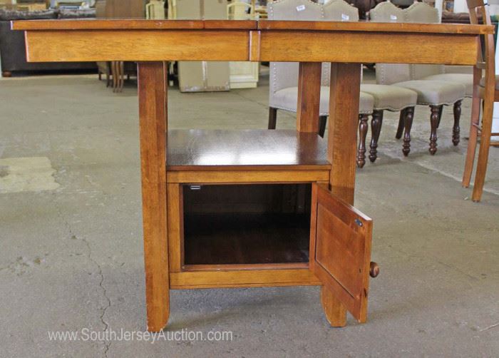 5 Piece Contemporary Mahogany Pub Style High Top Kitchen Table with 2 Storing Leaves for nice large Dining or Banquet Style Family Meals and 4 Stools
Located Inside – Auction Estimate $200-400
