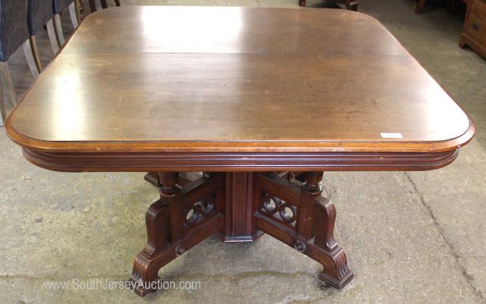 ANTIQUE Walnut Victorian Dining Room Table with Fancy Victorian Base and 5 Leaves (approximately 5’x5’)
Located Inside – Auction Estimate $200-$400

