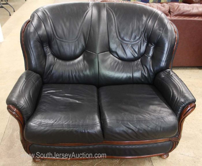 2 Piece Black Leather Mahogany Frame Living Room Sofa with Sleeper and Loveseat
Located Inside – Auction Estimate $300-$600

