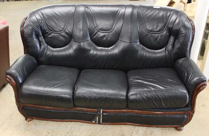 2 Piece Black Leather Mahogany Frame Living Room Sofa with Sleeper and Loveseat
Located Inside – Auction Estimate $300-$600

