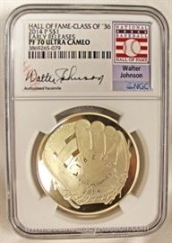 Walter Johnson Graded 70 Ultra Cameo Silver Commemorative Coin
Located Inside – Auction Estimate $20-$50
