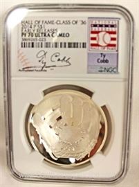 Ty Cobb Graded 70 Ultra Cameo Silver Commemorative Coin
Located Inside – Auction Estimate $20-$50
