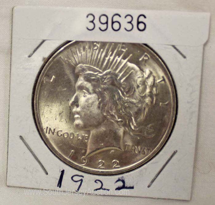 1922 Silver Peace Dollar
Located Inside – Auction Estimate $20-$50
