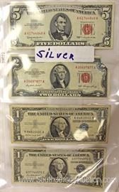 $5 and $2 Red Seal Certificate Dollars and 2 $1 Blue Seal Certificates
Located Inside – Auction Estimate $20-$50
