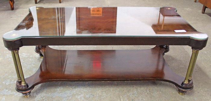 Contemporary Regency Style Burl Mahogany Inlaid Coffee Table with Custom Glass Top
Located Inside – Auction Estimate $100-$200
