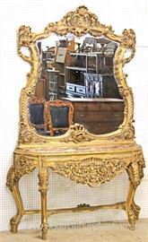 ELABORATE 2 Piece French Style Marble Top Console with Matching Mirror
Located Inside – Auction Estimate $400-$800
