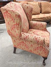 Upholstered Wing Back Ball and Claw Chair by “Bancroft and Bliss”
Located Inside – Auction Estimate $100-$300
