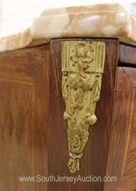 PAIR of ANTIQUE PERIOD French Marble Top 2 Drawer Mahogany Inlaid and Banded Night Stand with Applied Bronze
Located Inside – Auction Estimate $400-$800
