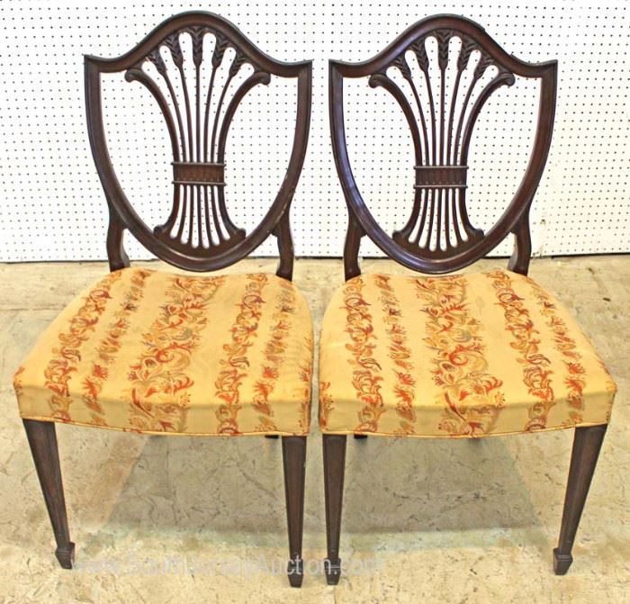 “ Set of 5 ” SOLID Mahogany Shield Back Dining Room Chairs by “Baker Furniture”
Located Inside – Auction Estimate $200-$500
