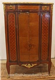 ANTIQUE PERIOD French Marble Top Linen Chest with Inlay and Applied Bronze and Fitted Interior with Exotic Woods Including Rosewood
Located Inside – Auction Estimate $400-$800
