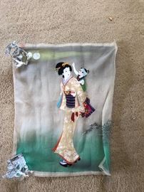 Hand Painted Silk art from the Orient