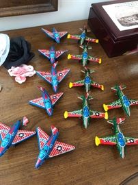 Vintage Japanese Tin Air plane toys
