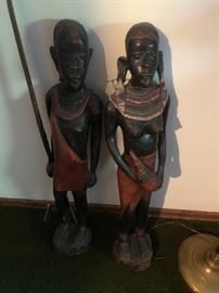 African statues very heavy hand carved