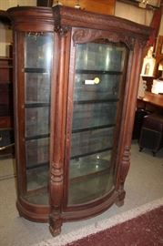 Antique Ornate Oak China Closet