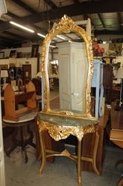 Gold Gilt Hall Console & Mirror