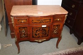 Louis XV Marble Top Inlaid Commode