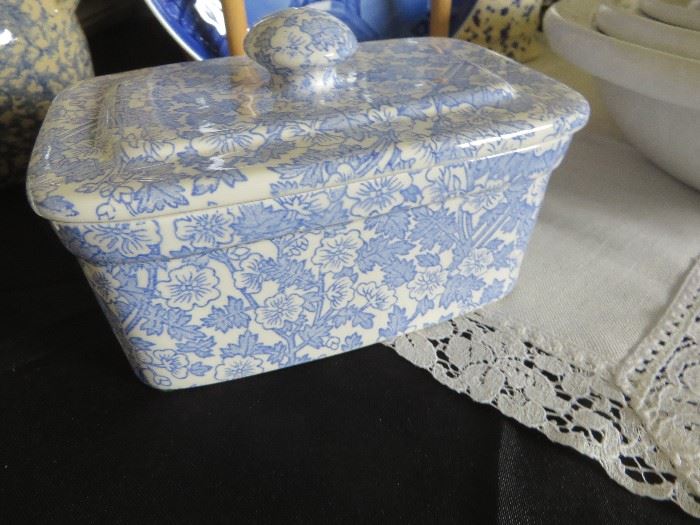 BURGESS CHINTZ COVERED BUTTER DISH

