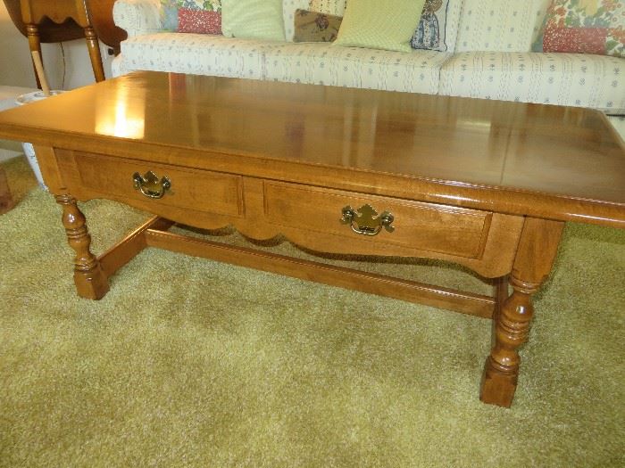 TWO DRAWER MAPLE COFFEE TABLE
ETHAN ALLEN 
