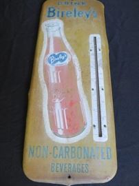 VINTAGE 1951 BIRELEY'S ORANGE SODA POP 
THERMOMETER SIGN

