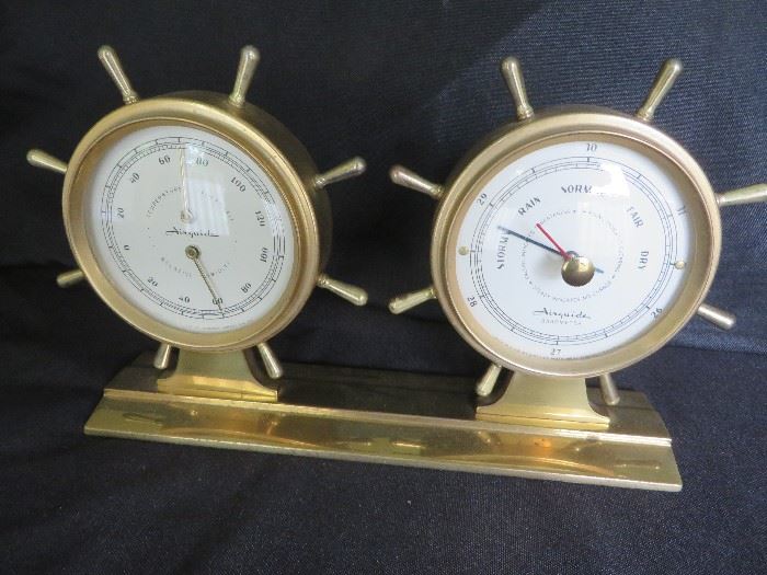 AIRGUIDE BRASS SHIP'S BAROMETER / THERMOMETER
