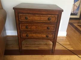One of a pair of end/side tables with inlaid wood design...beautiful!